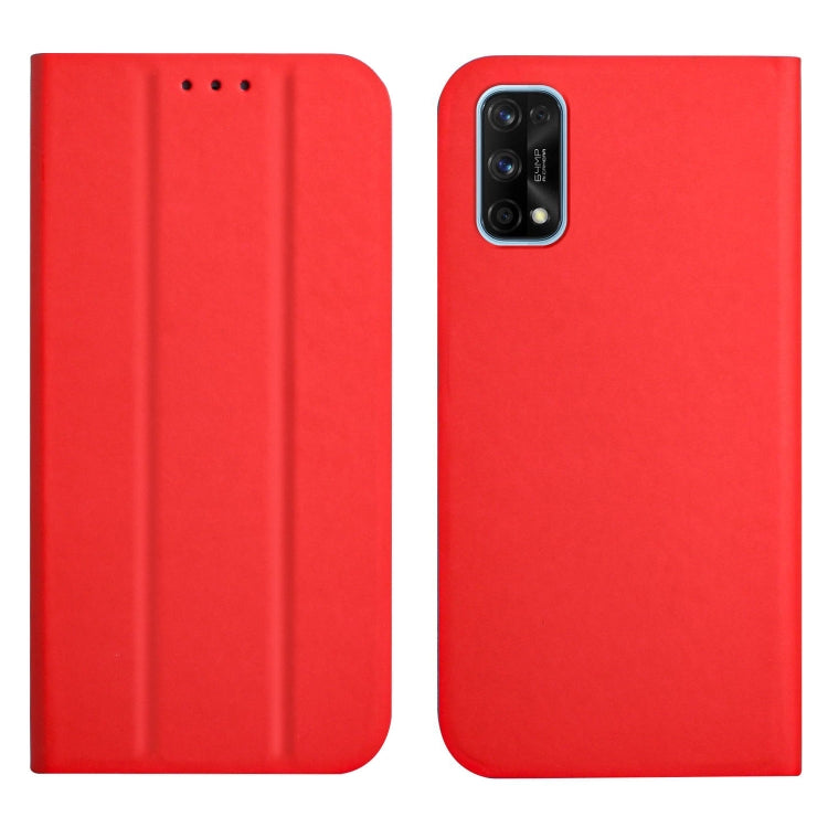 For OPPO Realme 7 Pro 3-Folding Ultrathin Skin Feel Magnetic Solid Color Horizontal Flip Leather Case with Holder