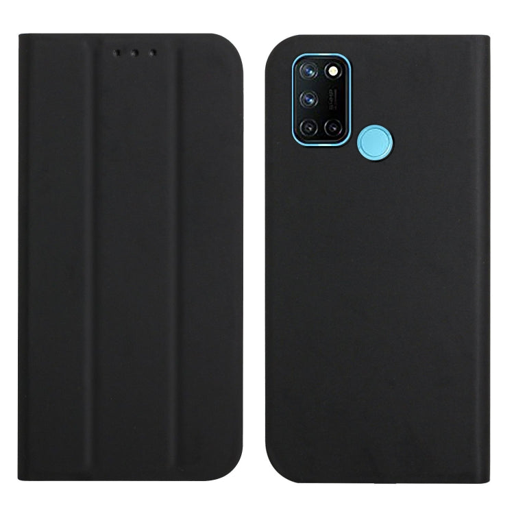 For OPPO Realme 7i 3-Folding Ultrathin Skin Feel Magnetic Solid Color Horizontal Flip Leather Case with Holder