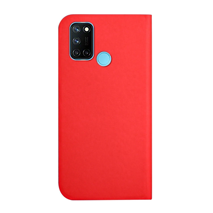 For OPPO Realme 7i 3-Folding Ultrathin Skin Feel Magnetic Solid Color Horizontal Flip Leather Case with Holder