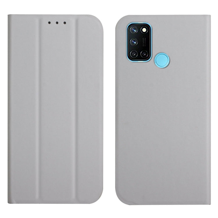 For OPPO Realme 7i 3-Folding Ultrathin Skin Feel Magnetic Solid Color Horizontal Flip Leather Case with Holder