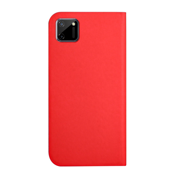 For OPPO Realme C11 3-Folding Ultrathin Skin Feel Magnetic Solid Color Horizontal Flip Leather Case with Holder