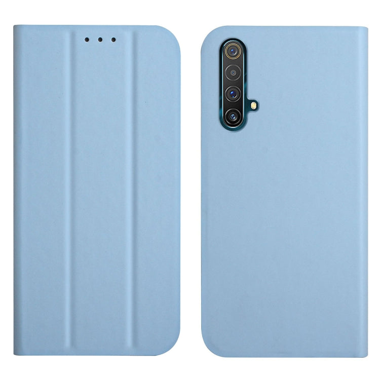 For OPPO Realme X3 / X50 5G 3-Folding Ultrathin Skin Feel Magnetic Solid Color Horizontal Flip Leather Case with Holder