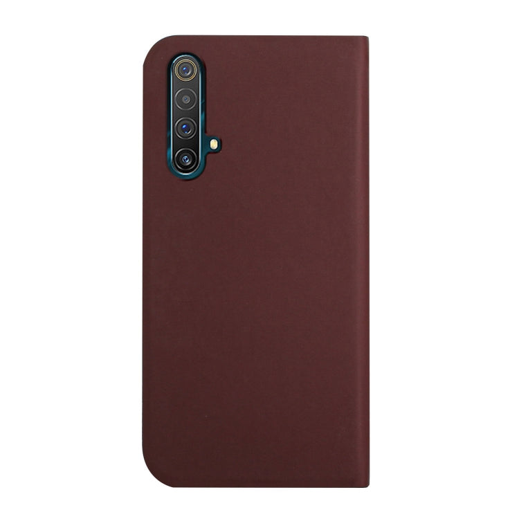 For OPPO Realme X3 / X50 5G 3-Folding Ultrathin Skin Feel Magnetic Solid Color Horizontal Flip Leather Case with Holder