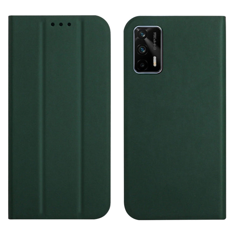 For OPPO Realme XT 3-Folding Ultrathin Skin Feel Magnetic Solid Color Horizontal Flip Leather Case with Holder