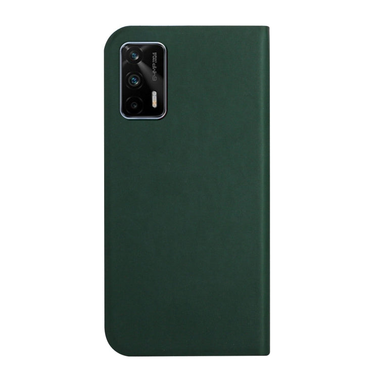 For OPPO Realme XT 3-Folding Ultrathin Skin Feel Magnetic Solid Color Horizontal Flip Leather Case with Holder
