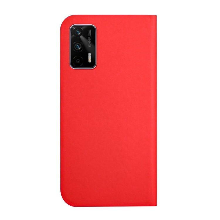 For OPPO Realme XT 3-Folding Ultrathin Skin Feel Magnetic Solid Color Horizontal Flip Leather Case with Holder