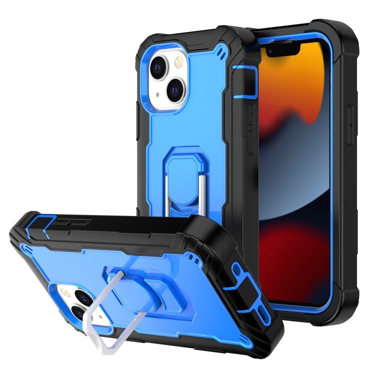 For iPhone 13 mini PC + Rubber 3-layers Shockproof Protective Case with Rotating Holder