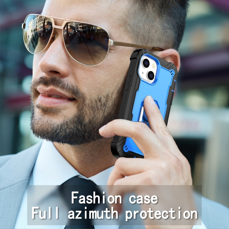 For iPhone 13 mini PC + Rubber 3-layers Shockproof Protective Case with Rotating Holder