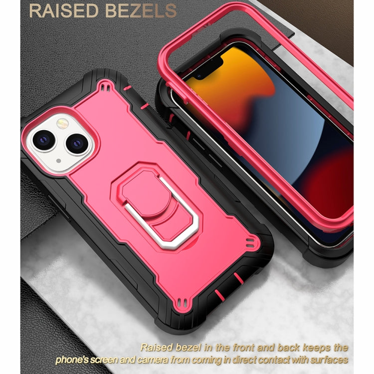 For iPhone 13 mini PC + Rubber 3-layers Shockproof Protective Case with Rotating Holder