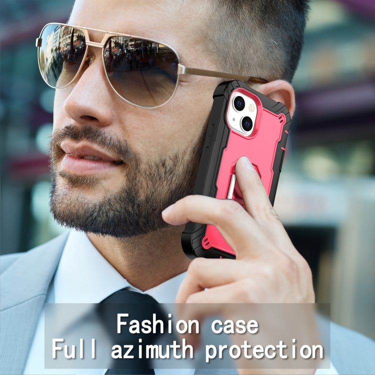 For iPhone 13 mini PC + Rubber 3-layers Shockproof Protective Case with Rotating Holder