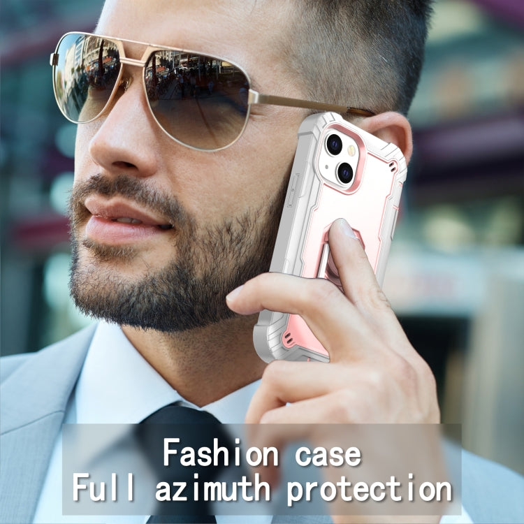For iPhone 13 mini PC + Rubber 3-layers Shockproof Protective Case with Rotating Holder