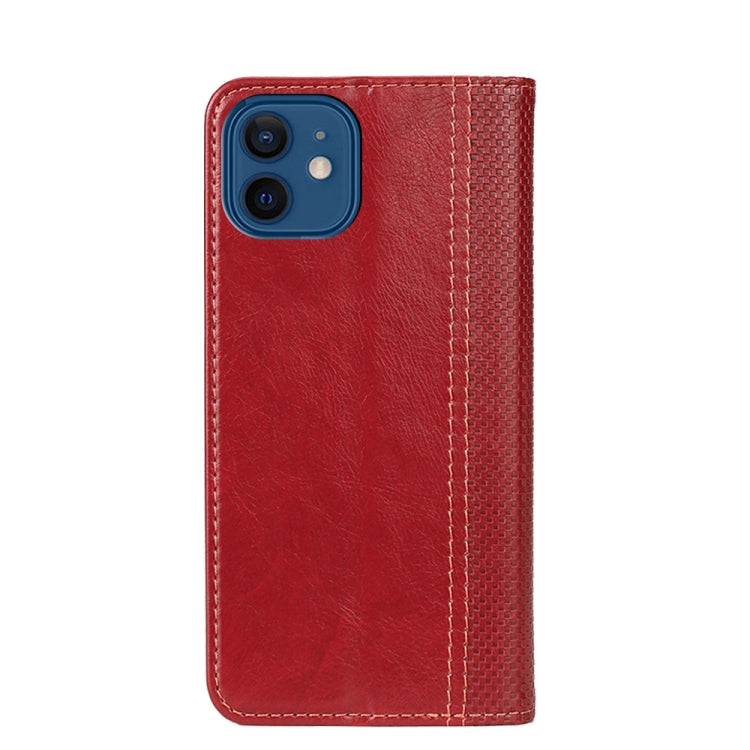 For iPhone 13 mini Grid Texture Magnetic PU + TPU Horizontal Flip Leather Case