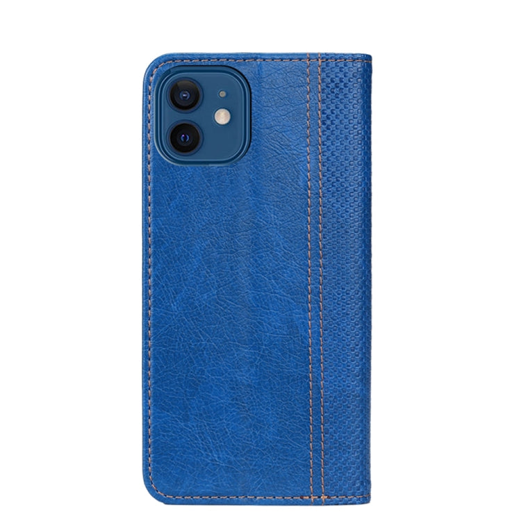 For iPhone 13 mini Grid Texture Magnetic PU + TPU Horizontal Flip Leather Case