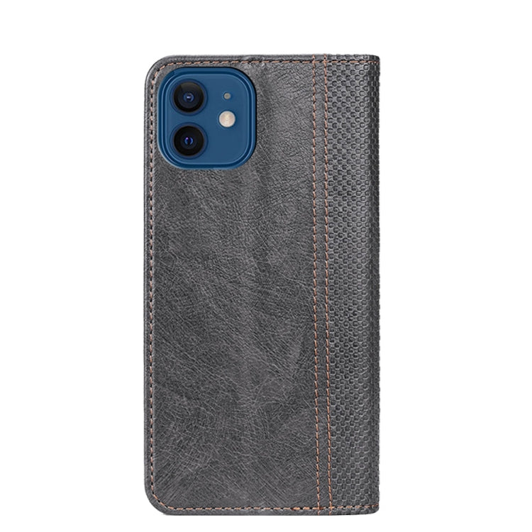 For iPhone 13 mini Grid Texture Magnetic PU + TPU Horizontal Flip Leather Case