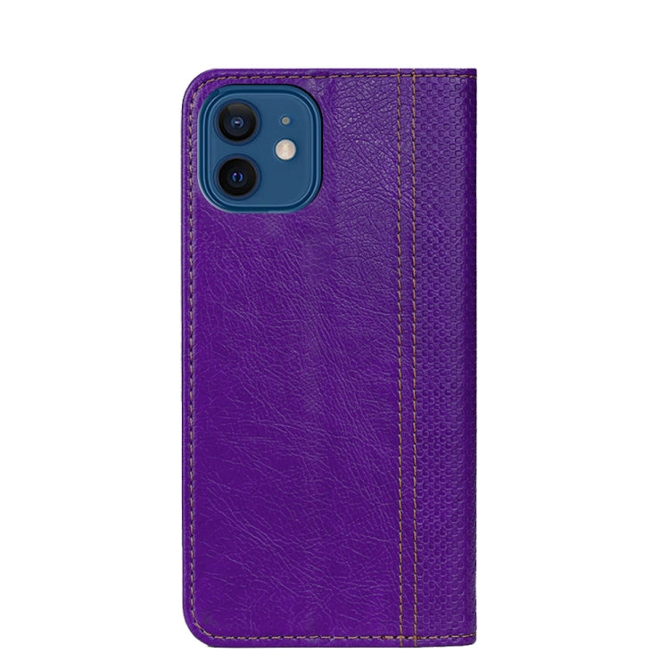 For iPhone 13 mini Grid Texture Magnetic PU + TPU Horizontal Flip Leather Case