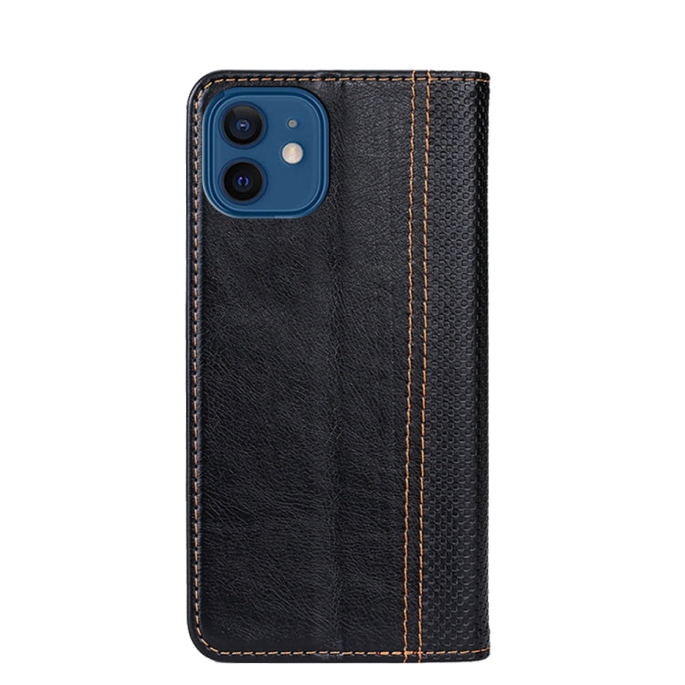 For iPhone 13 Grid Texture Magnetic PU + TPU Horizontal Flip Leather Case