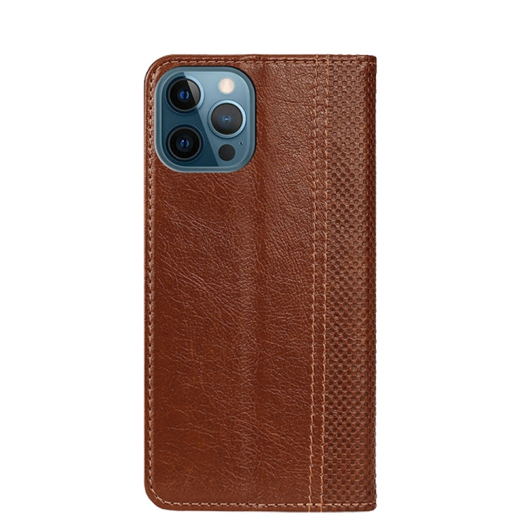 For iPhone 13 Pro Grid Texture Magnetic PU + TPU Horizontal Flip Leather Case