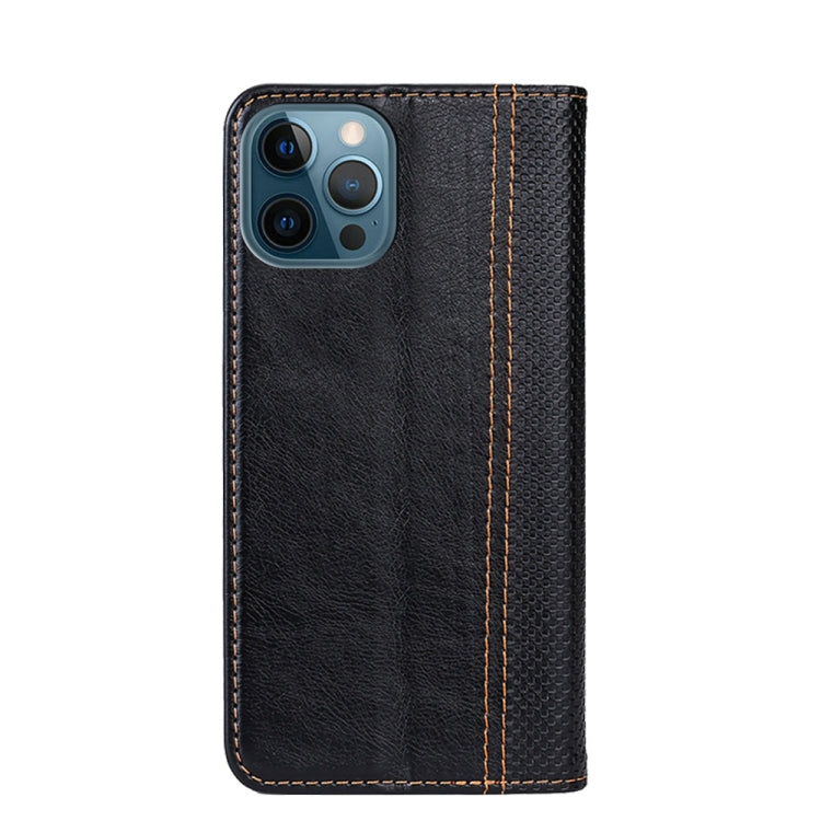 For iPhone 13 Pro Max Grid Texture Magnetic PU + TPU Horizontal Flip Leather Case