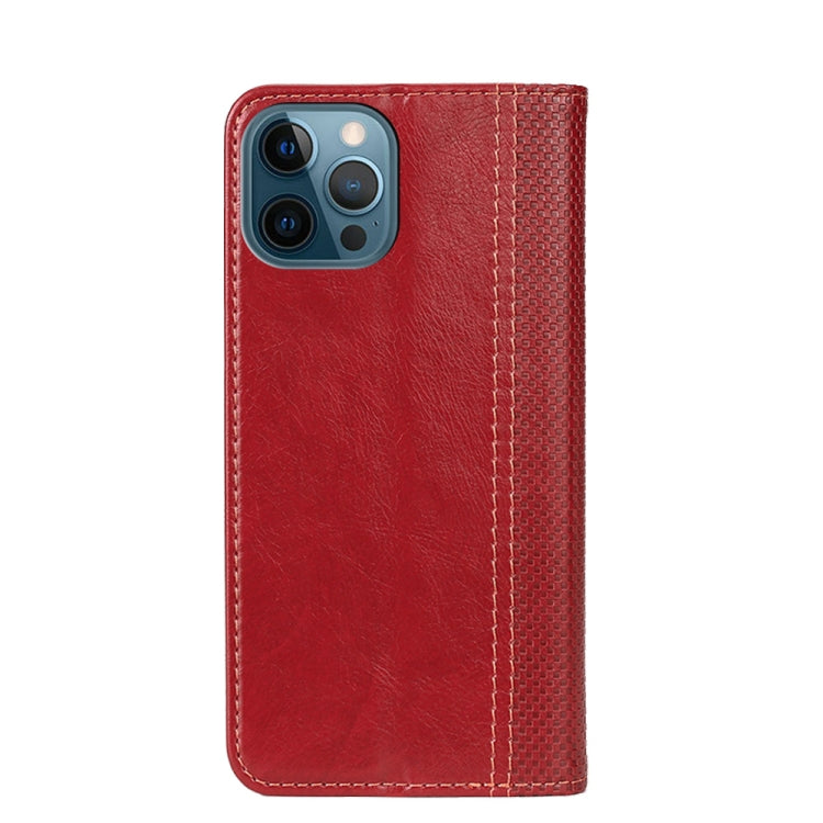For iPhone 13 Pro Max Grid Texture Magnetic PU + TPU Horizontal Flip Leather Case