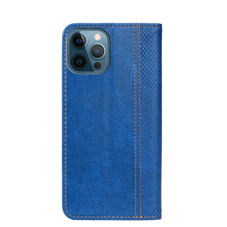 For iPhone 13 Pro Max Grid Texture Magnetic PU + TPU Horizontal Flip Leather Case