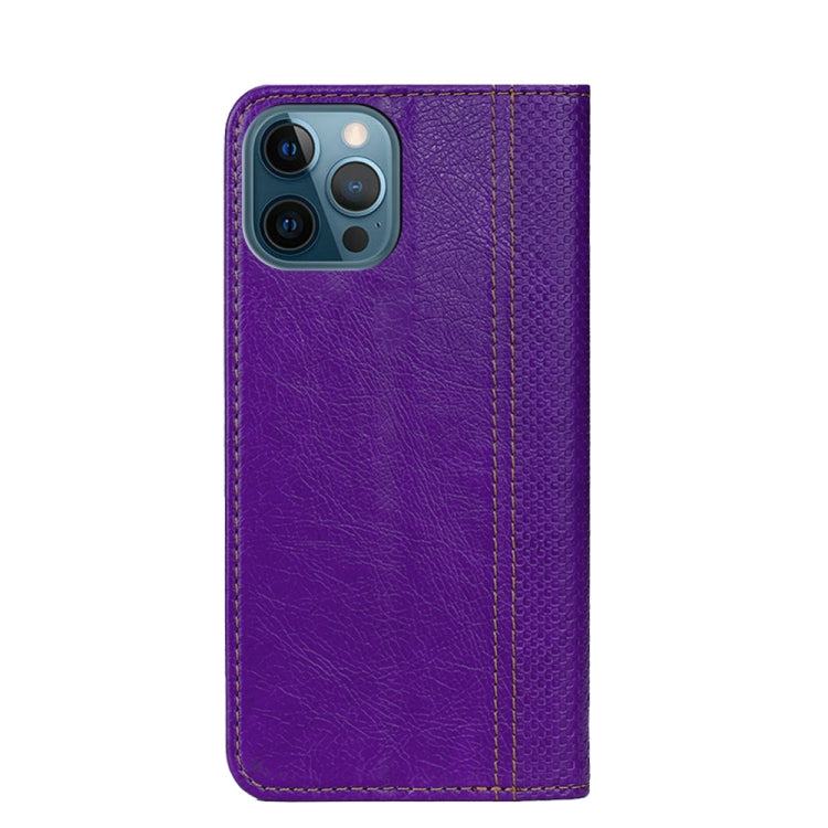For iPhone 13 Pro Max Grid Texture Magnetic PU + TPU Horizontal Flip Leather Case