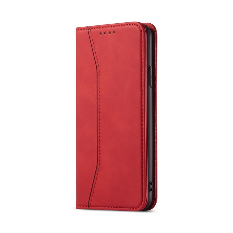 For iPhone 13 mini Skin-feel Calfskin Texture Magnetic Dual-Fold Horizontal Flip Leather Case with Holder & Card Slots & Wallet