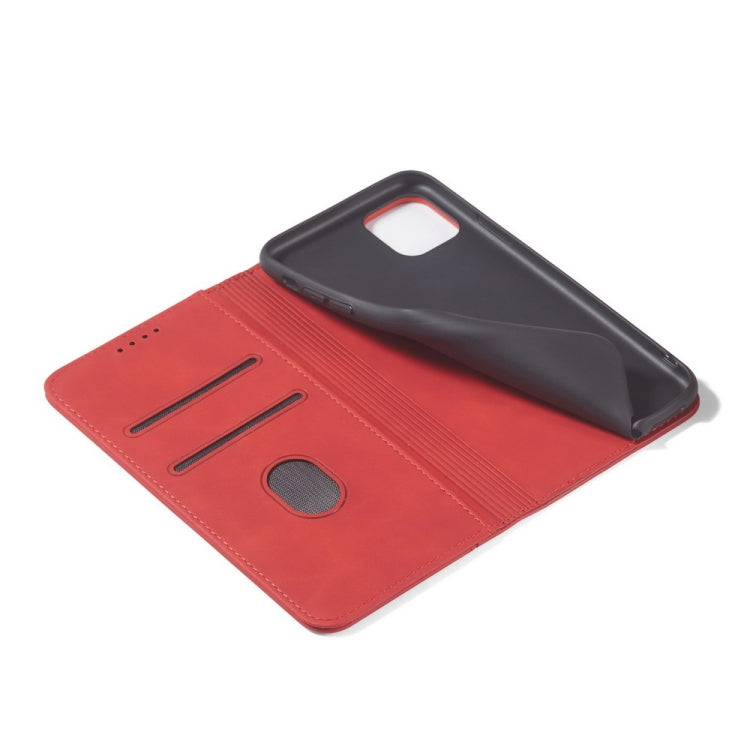 For iPhone 13 mini Skin-feel Calfskin Texture Magnetic Dual-Fold Horizontal Flip Leather Case with Holder & Card Slots & Wallet