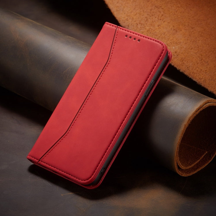 For iPhone 13 mini Skin-feel Calfskin Texture Magnetic Dual-Fold Horizontal Flip Leather Case with Holder & Card Slots & Wallet