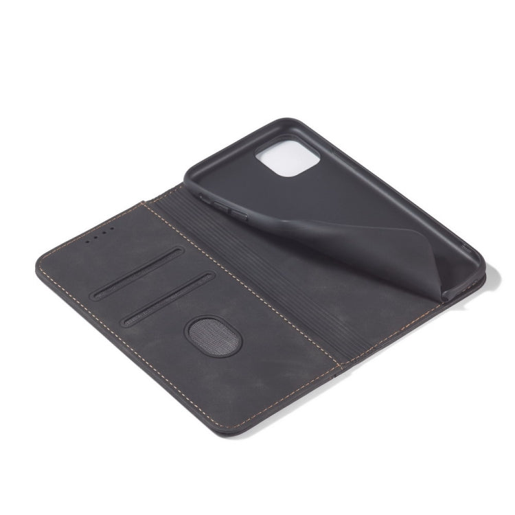 For iPhone 13 Pro Skin-feel Calfskin Texture Magnetic Dual-Fold Horizontal Flip Leather Case with Holder & Card Slots & Wallet
