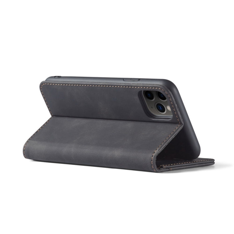 For iPhone 13 Pro Max Skin-feel Calfskin Texture Magnetic Dual-Fold Horizontal Flip Leather Case with Holder & Card Slots & Wallet
