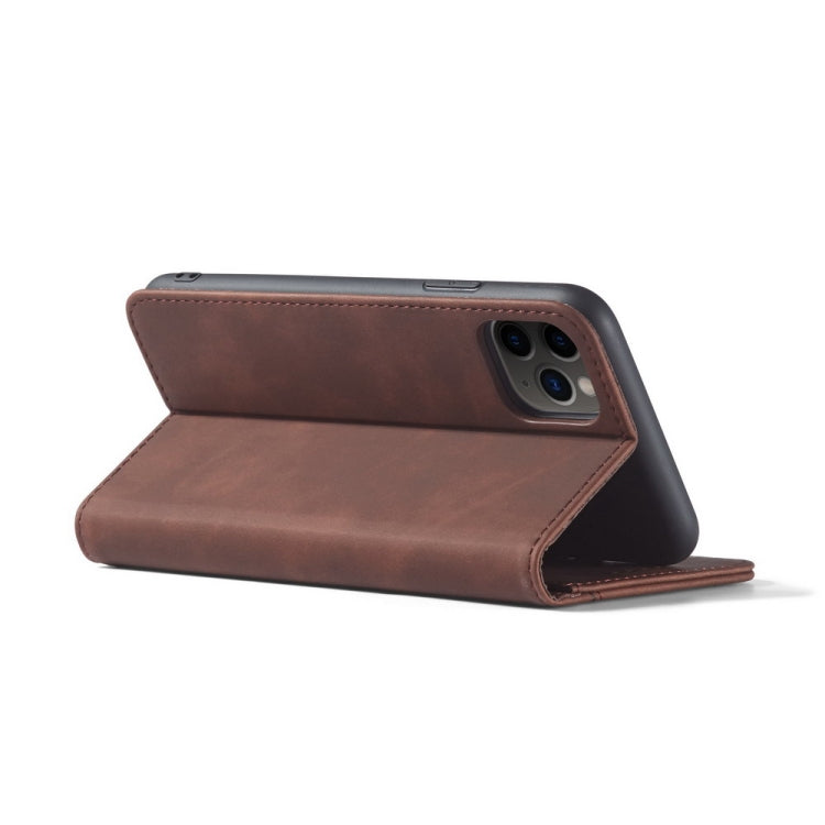 For iPhone 13 Pro Max Skin-feel Calfskin Texture Magnetic Dual-Fold Horizontal Flip Leather Case with Holder & Card Slots & Wallet