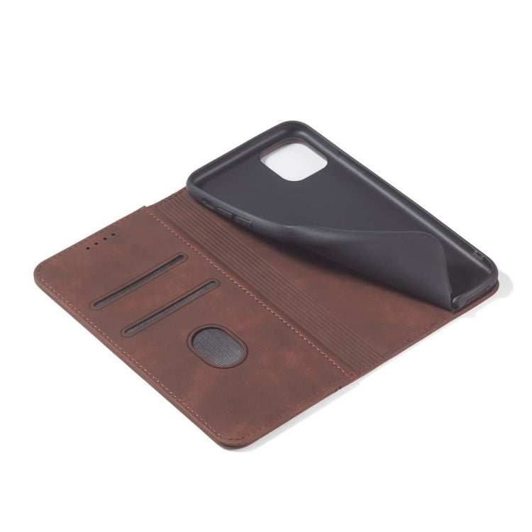 For iPhone 13 Pro Max Skin-feel Calfskin Texture Magnetic Dual-Fold Horizontal Flip Leather Case with Holder & Card Slots & Wallet