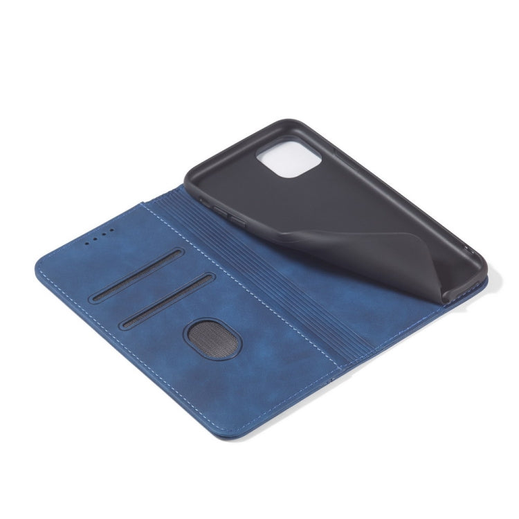 For iPhone 13 Pro Max Skin-feel Calfskin Texture Magnetic Dual-Fold Horizontal Flip Leather Case with Holder & Card Slots & Wallet