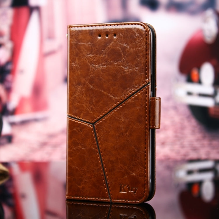For iPhone 13 Geometric Stitching Horizontal Flip TPU + PU Leather Case with Holder & Card Slots & Wallet