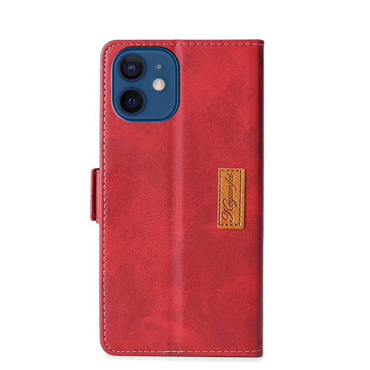 For iPhone 13 mini Retro Texture Contrast Color Side Buckle Horizontal Flip Leather Case with Holder & Card Slots & Wallet