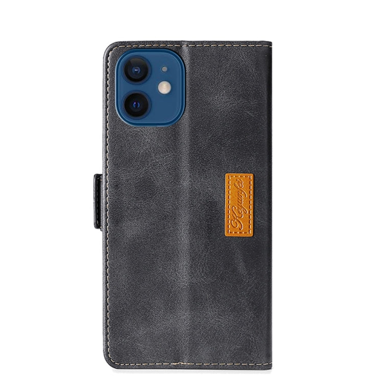 For iPhone 13 mini Retro Texture Contrast Color Side Buckle Horizontal Flip Leather Case with Holder & Card Slots & Wallet