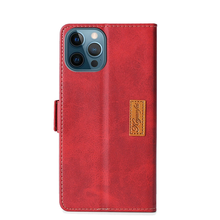 For iPhone 13 Pro Max Retro Texture Contrast Color Side Buckle Horizontal Flip Leather Case with Holder & Card Slots & Wallet
