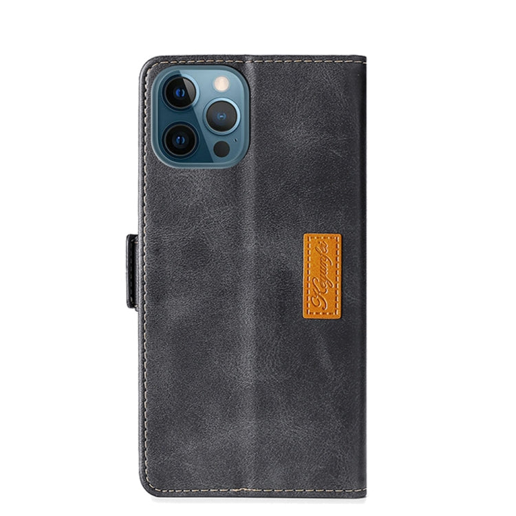 For iPhone 13 Pro Max Retro Texture Contrast Color Side Buckle Horizontal Flip Leather Case with Holder & Card Slots & Wallet