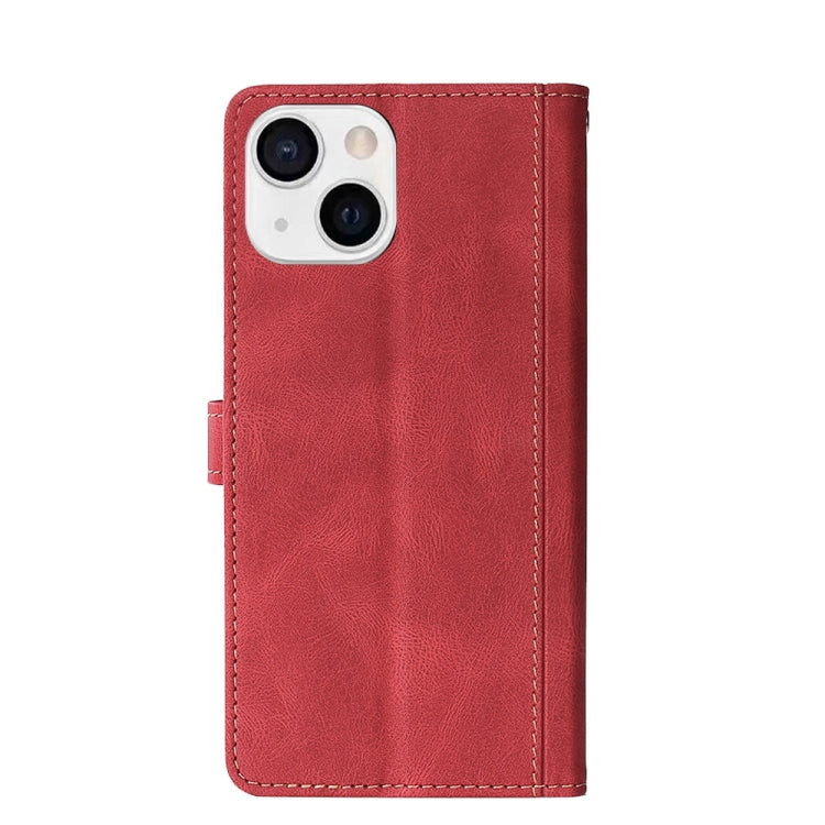 For iPhone 13 Stitching Skin Feel Magnetic Buckle Horizontal Flip PU Leather Case with Holder & Card Slots & Wallet