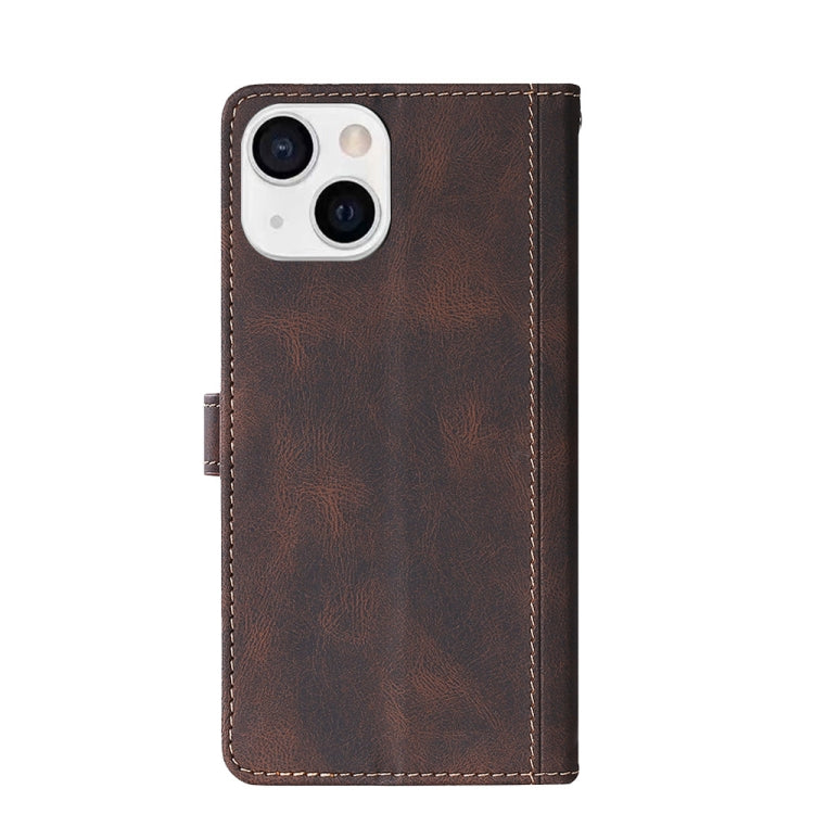 For iPhone 13 Stitching Skin Feel Magnetic Buckle Horizontal Flip PU Leather Case with Holder & Card Slots & Wallet