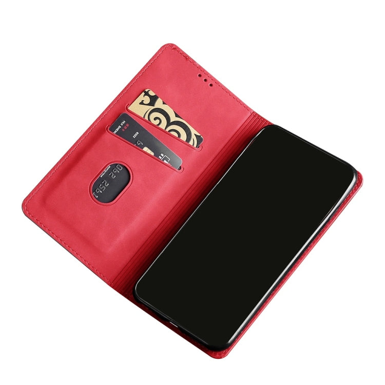 For iPhone 13 Skin Feel Magnetic Horizontal Flip Leather Case with Holder & Card Slots