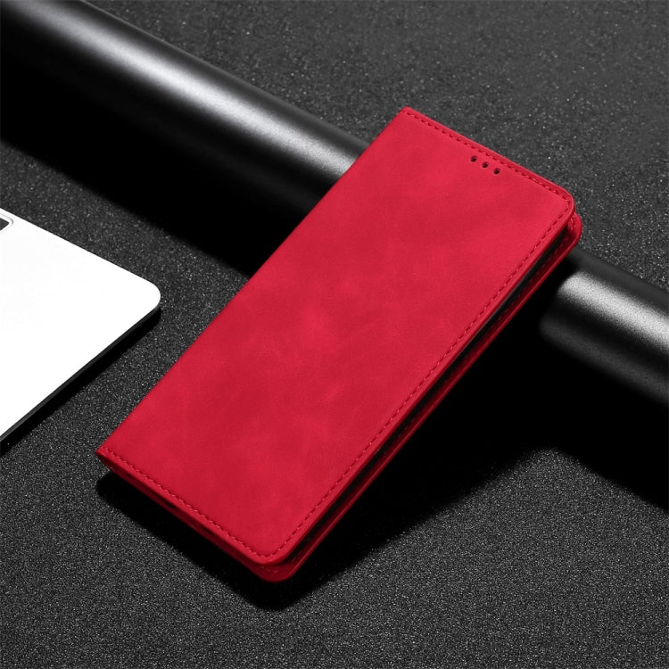 For iPhone 13 Skin Feel Magnetic Horizontal Flip Leather Case with Holder & Card Slots