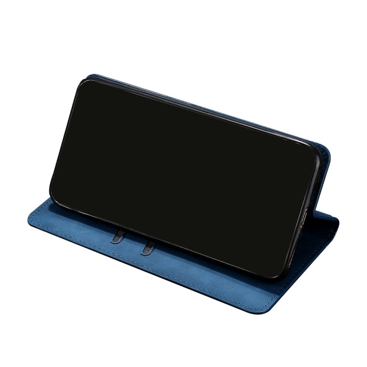 For iPhone 13 Skin Feel Magnetic Horizontal Flip Leather Case with Holder & Card Slots