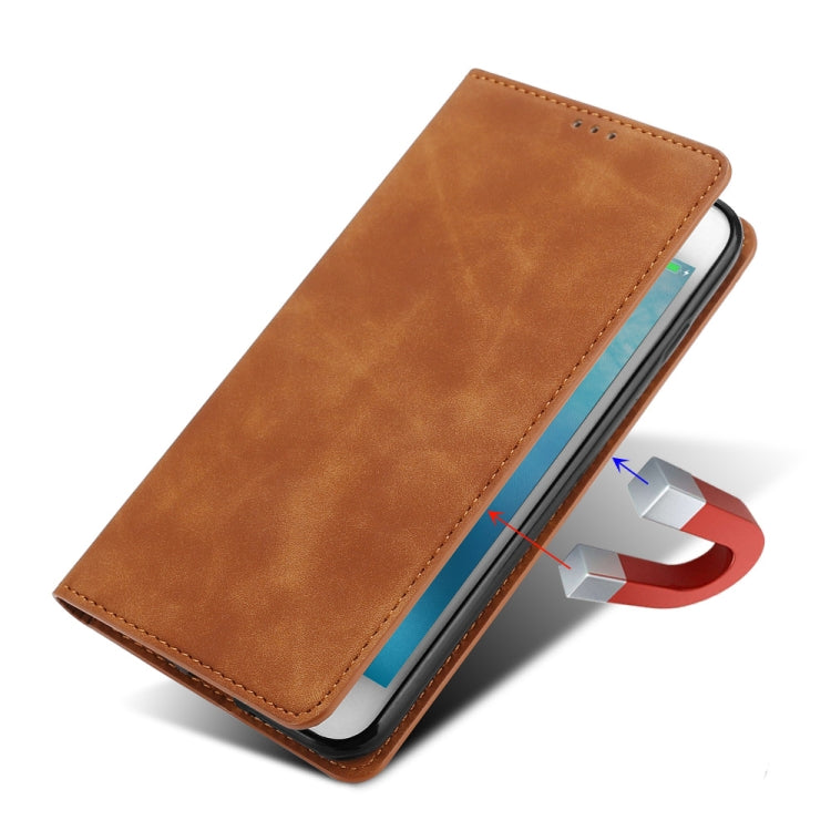 For iPhone 13 Skin Feel Magnetic Horizontal Flip Leather Case with Holder & Card Slots