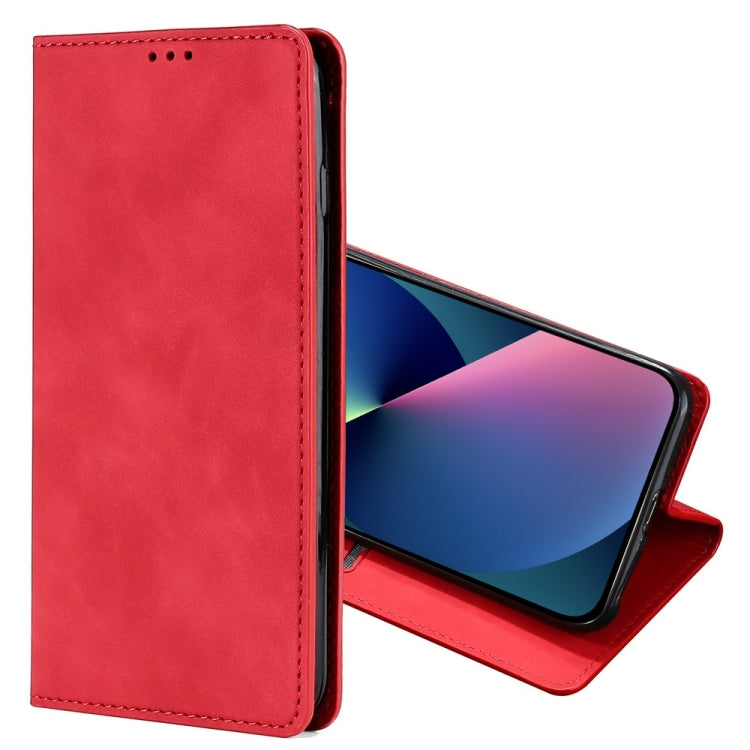 For iPhone 13 mini Skin Feel Magnetic Horizontal Flip Leather Case with Holder & Card Slots