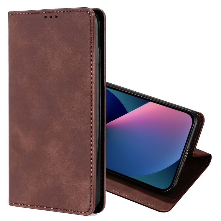 For iPhone 13 mini Skin Feel Magnetic Horizontal Flip Leather Case with Holder & Card Slots