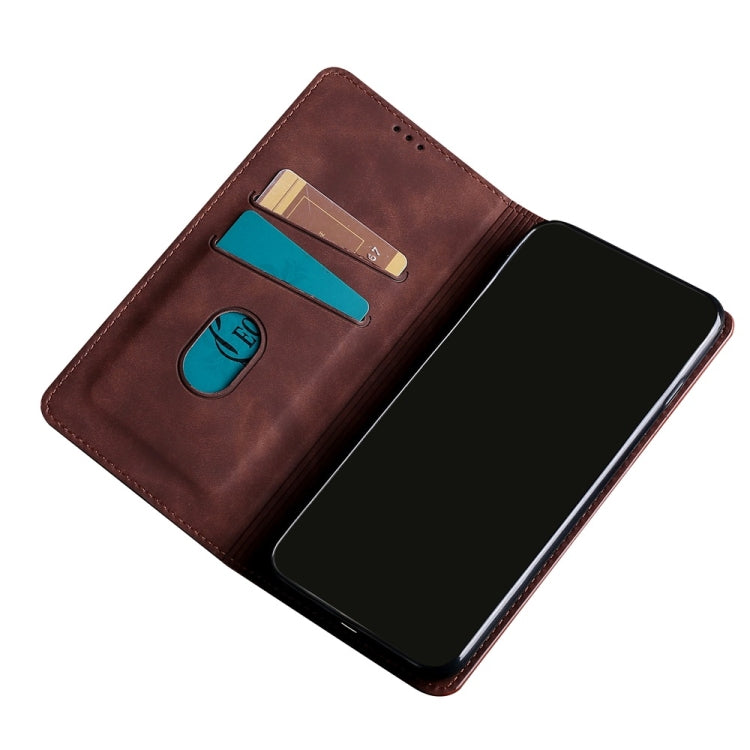For iPhone 13 mini Skin Feel Magnetic Horizontal Flip Leather Case with Holder & Card Slots