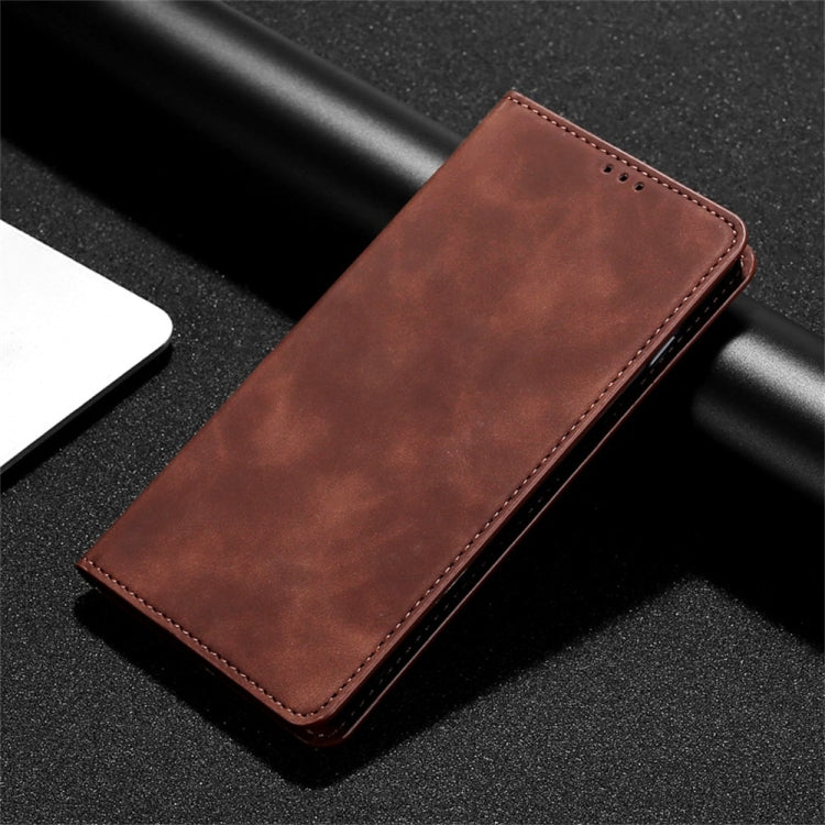 For iPhone 13 mini Skin Feel Magnetic Horizontal Flip Leather Case with Holder & Card Slots