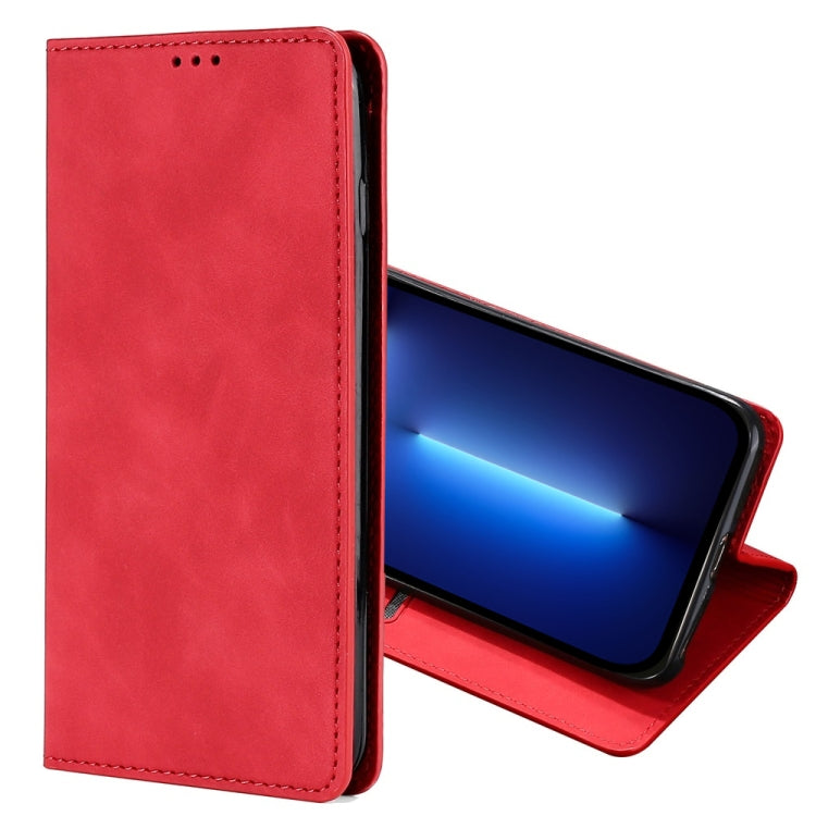 For iPhone 13 Pro Skin Feel Magnetic Horizontal Flip Leather Case with Holder & Card Slots