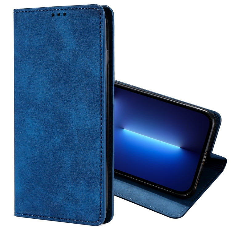 For iPhone 13 Pro Skin Feel Magnetic Horizontal Flip Leather Case with Holder & Card Slots